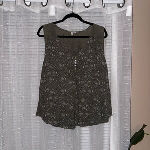 Lucky Brand Dark Olive Sleeveless Blouse